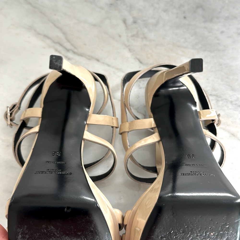 Saint Laurent T-strap Multi Strap  Patent Cream Sandals Size 8 - Picture 6 of 8